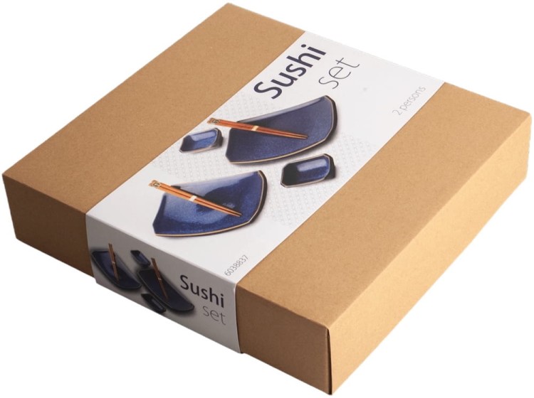 Zestaw Ceramiki Do Sushi Blue Niebieski Dla 2 Osób EDO JAPAN
