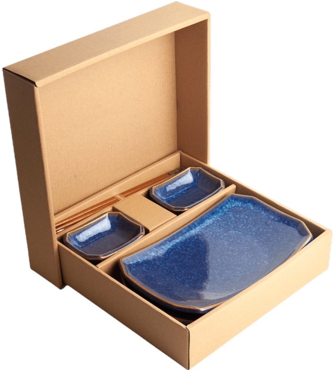 Zestaw Ceramiki Do Sushi Blue Niebieski Dla 2 Osób EDO JAPAN