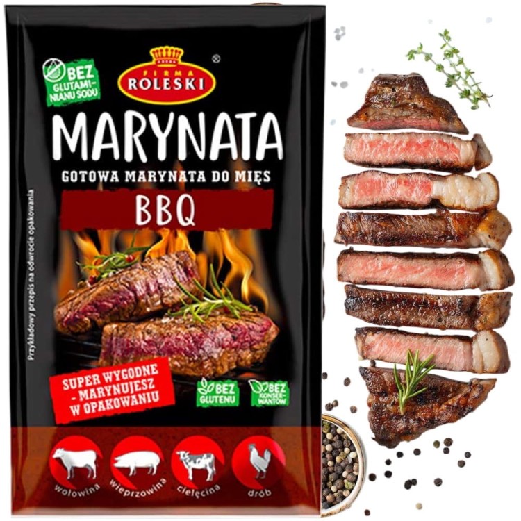 Marynata BBQ Barbecue Do Mięsa Bez Glutenu i Konserwantów 200g ROLESKI