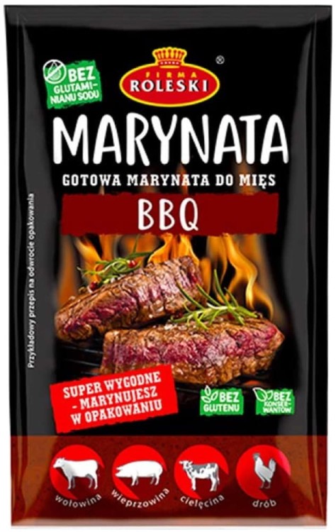 Marynata BBQ Barbecue Do Mięsa Bez Glutenu i Konserwantów 200g ROLESKI
