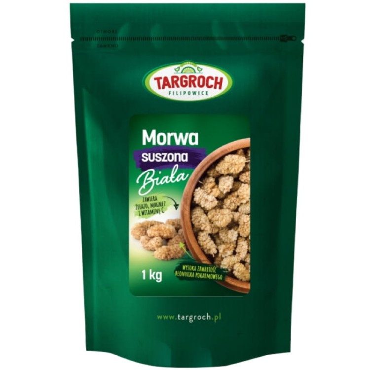 Morwa Biała Naturalna Suszona Zdrowa Bez Pestek Pełna Witamin 1000g 1kg TARGROCH