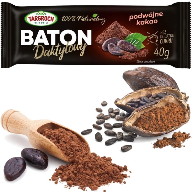 Baton Daktylowy Podwójne Kakao 40g TARGROCH