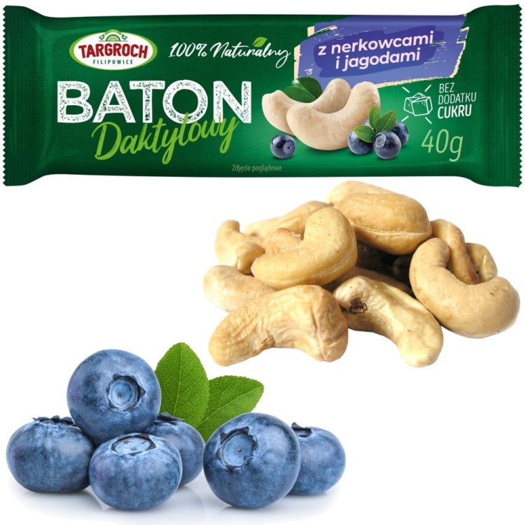 Baton Daktylowy z Nerkowcami i Jagodą 40g TARGROCH