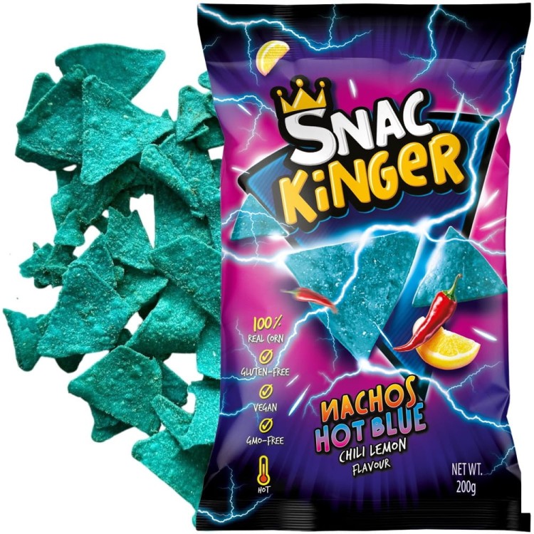 Niebieskie Nachosy Kukurydziane Chipsy Tortilla Chili i Cytryna Hot 200g SNAC KINGER