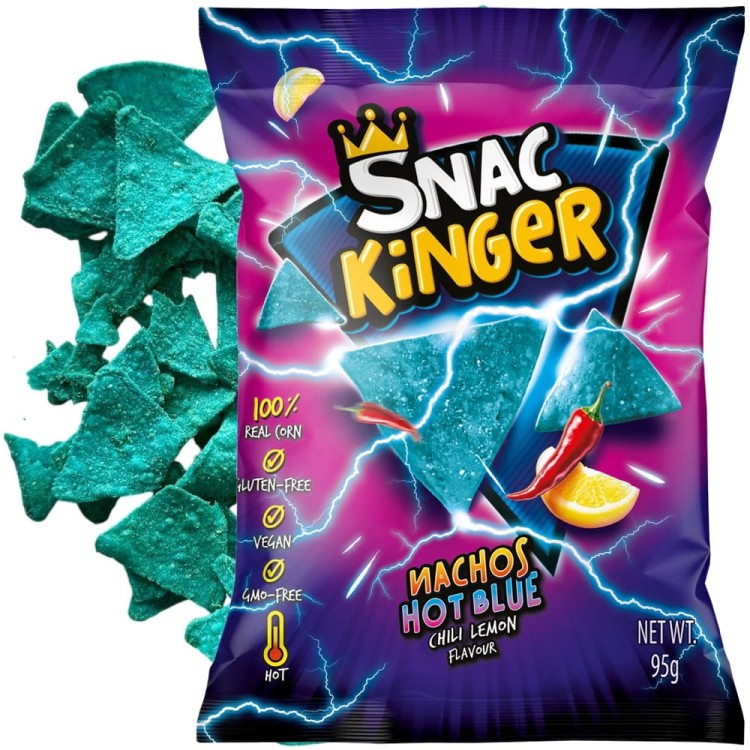 Niebieskie Nachosy Kukurydziane Chipsy Tortilla Chili i Cytryna Hot 95g SNAC KINGER