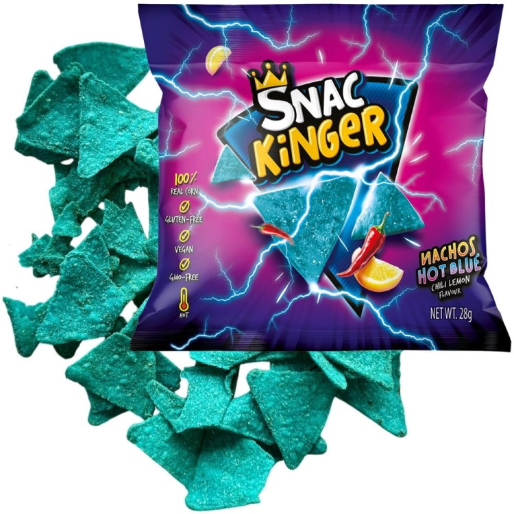 Niebieskie Nachosy Kukurydziane Chipsy Tortilla Chili i Cytryna Hot 28g SNAC KINGER