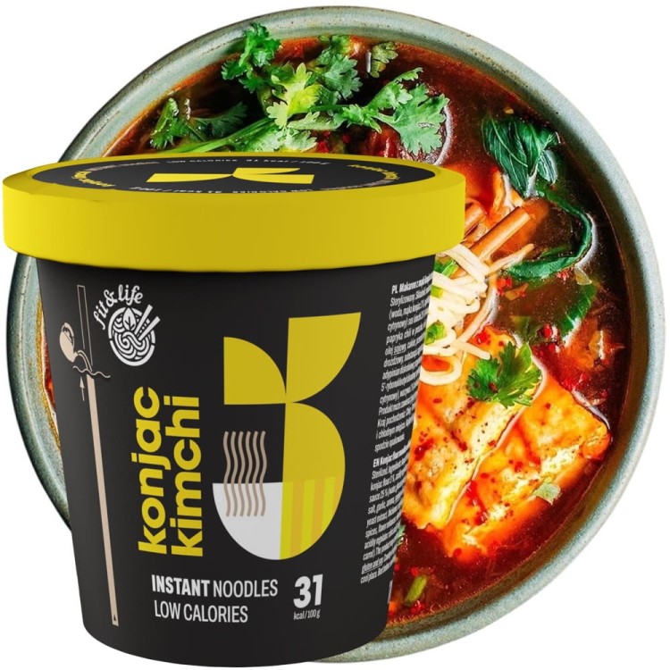Makaron Bezglutenowy Instant z Mąki Konjac z Sosem Kimchi Noodles KETO 162g FIT & LIFE