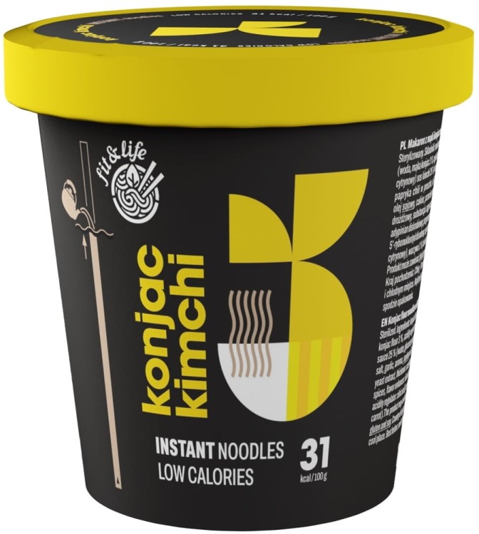 Makaron Bezglutenowy Instant z Mąki Konjac z Sosem Kimchi Noodles KETO 162g FIT & LIFE