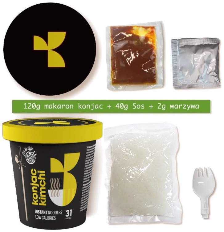 Makaron Bezglutenowy Instant z Mąki Konjac z Sosem Kimchi Noodles KETO 162g FIT & LIFE