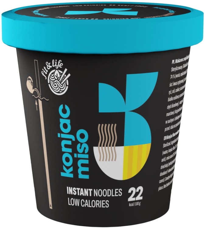 Makaron Bezglutenowy Instant z Mąki Konjac z Sosem Miso Noodles KETO 162g FIT & LIFE
