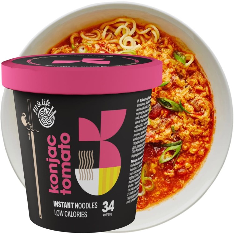 Makaron Bezglutenowy Instant z Mąki Konjac z Sosem Pomidorowym Noodles KETO 162g FIT & LIFE