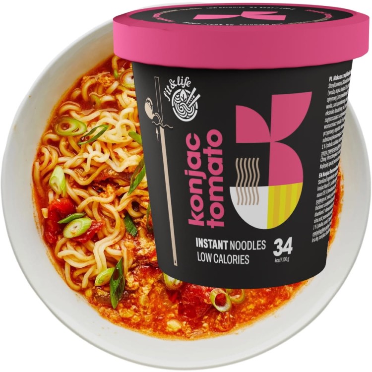 Makaron Bezglutenowy Instant z Mąki Konjac z Sosem Pomidorowym Noodles KETO 162g FIT & LIFE