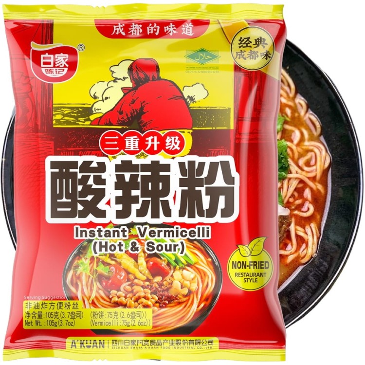 Chińska Zupka Błyskawiczna Instant Makaron Vermicelli Hot & Sour 105g BAIJIA