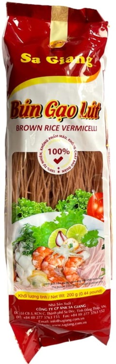 Makaron Ryżowy Brązowy Nitki 200g SA GIANG