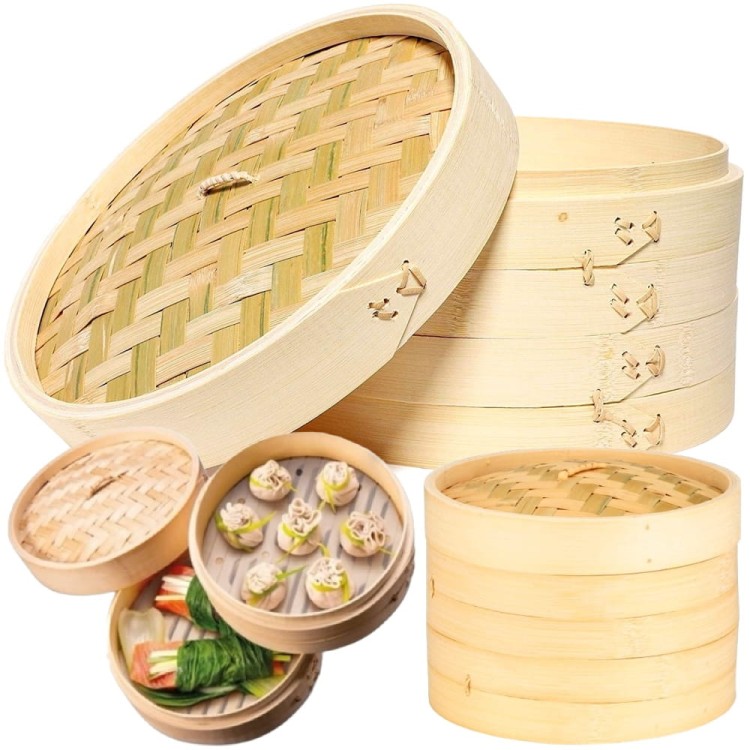 Parownik Parowar Bambusowy Koszyk 2 Poziomy 30cm HS