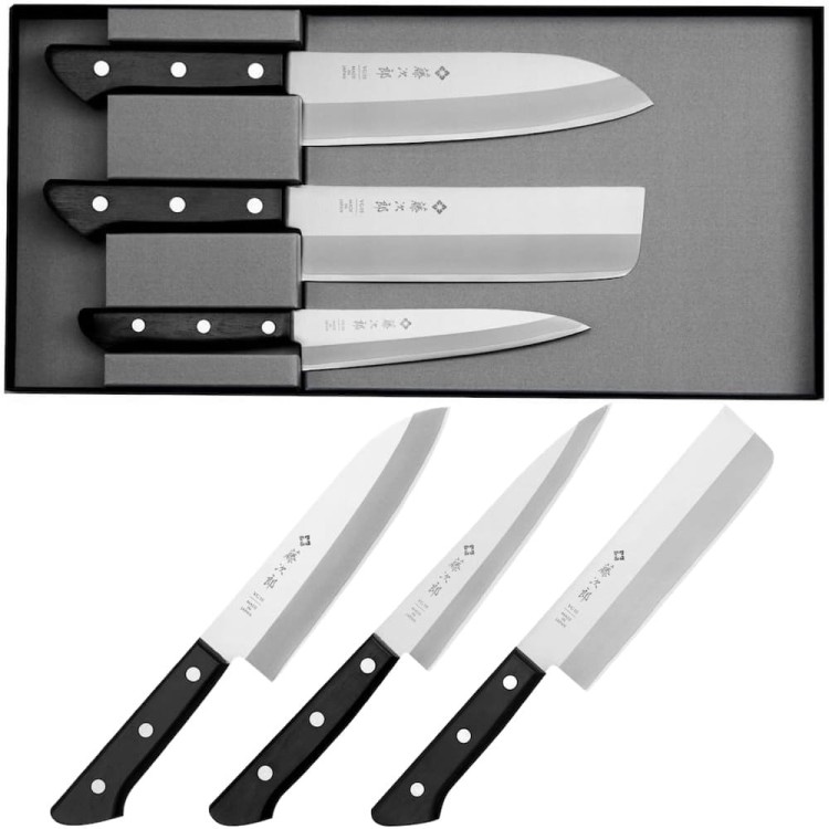 Zestaw 3 Noży Tojiro Basic VG-10 Japoński Uniwersalny 13,5cm i Nakiri 16,5cm i Santoku 16,5cm