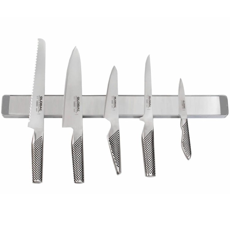 Global Japoński Zestaw Listwa Magnetyczna Gładka 51cm z 5 Nożami G-90/51-SET5