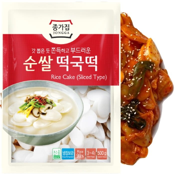 Kluski Ryżowe Koreańskie Tteokbokki Topokki Plasterki 500g JONGGA