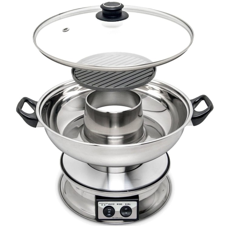 Elektryczny Gorący Garnek z Patelnią Grillową 3,8 Litra Hot-Pot 30cm REMO