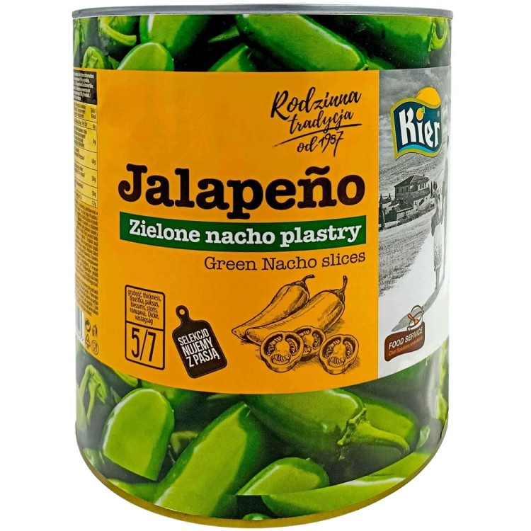 Papryka Zielona Ostra Jalapeno Nacho Plastry 3000g KIER