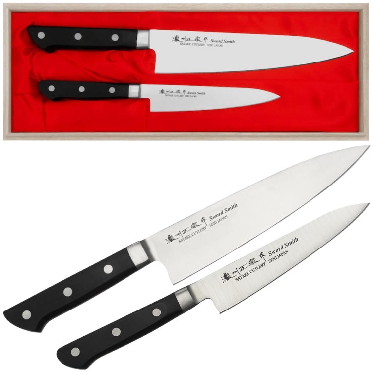 Satake Satoru Japoński Zestaw 2 Noży Uniwersalny 13cm i Szefa Kuchni 21cm