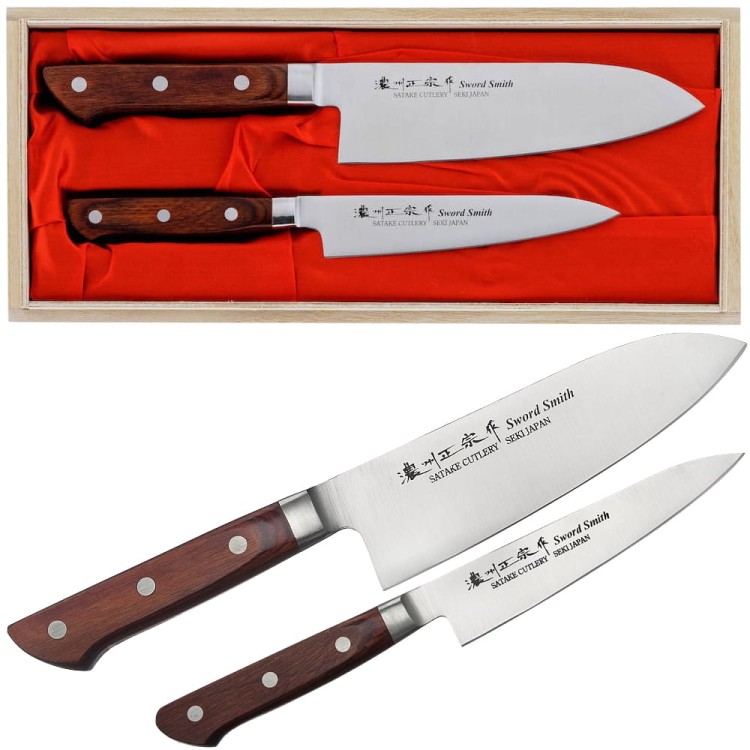 Satake Kotori Japoński Zestaw 2 Noży Uniwersalny 13cm i Santoku 17cm