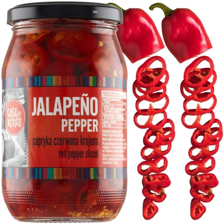 Papryka Czerwona Jalapeno Krojona 340g CASA DE MEXICO