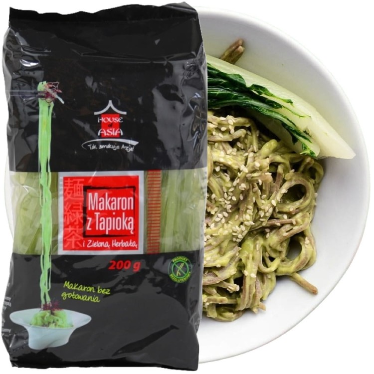 Makaron Ryżowy z Tapioką i Zieloną Herbatą 200g HOUSE OF ASIA