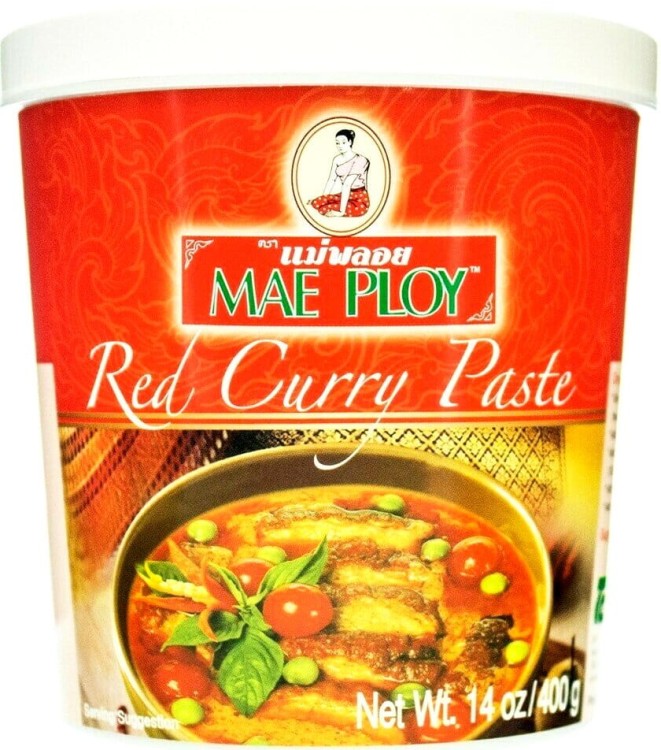 Czerwona Tajska Ostra Pasta Red Curry Bez Glutenu Dobry Skład 400g MAE PLOY