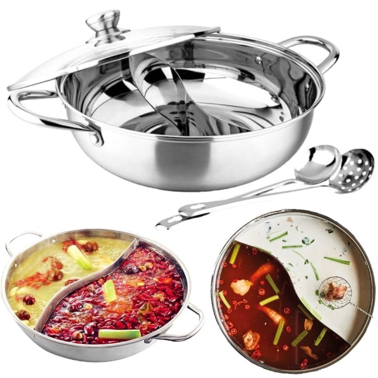 Chiński Gorący Garnek Hot Pot Dzielony 28cm GOLDEN TURTLE