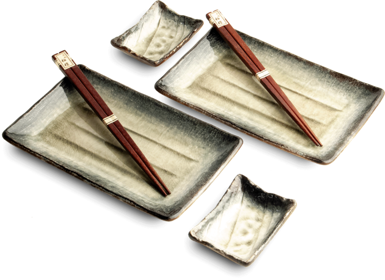 Zestaw Ceramiki Do Sushi Zielono Kremowy Dla 2 Osób EDO JAPAN