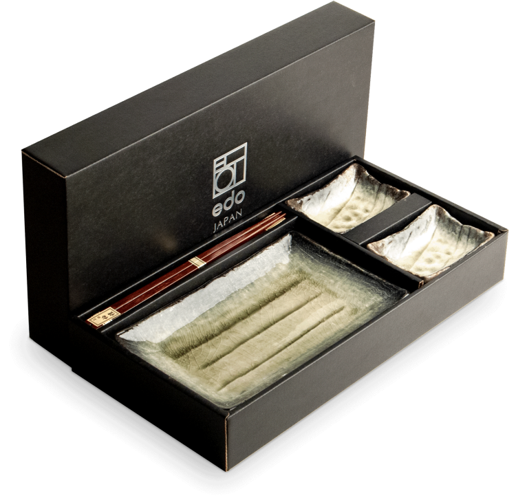 Zestaw Ceramiki Do Sushi Zielono Kremowy Dla 2 Osób EDO JAPAN
