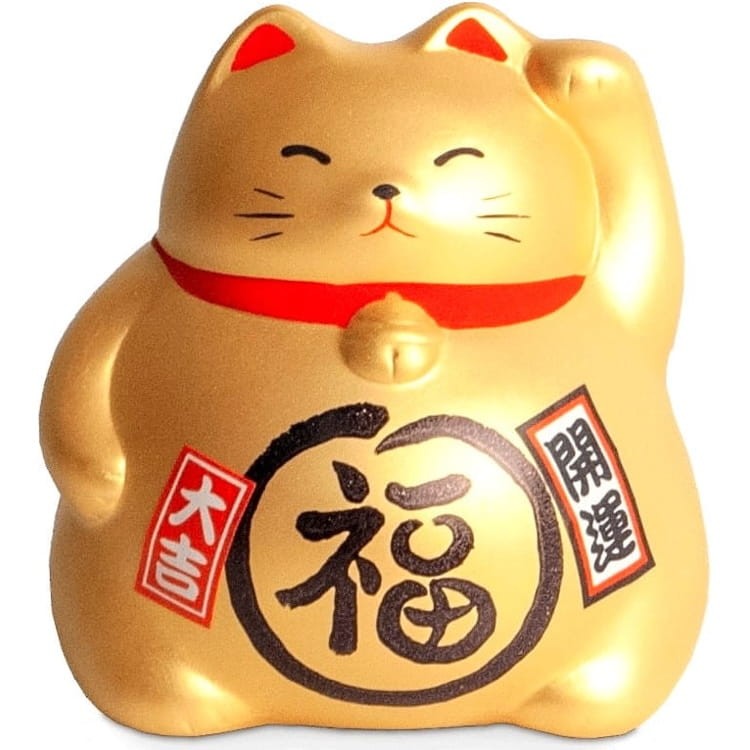 Skarbonka Figurka Japoński Złoty Kot Szczęścia Maneki Neko EMRO AZIATICA
