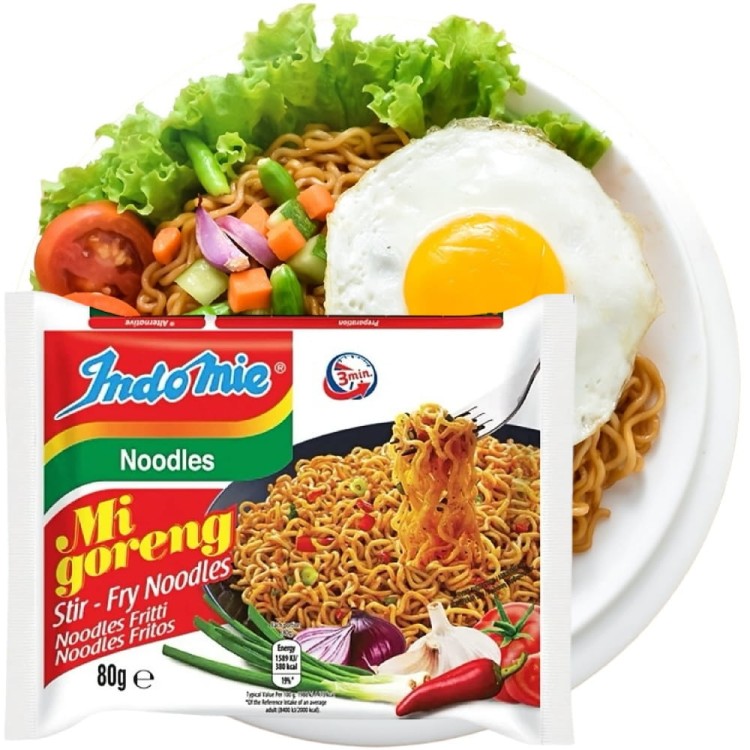 ZESTAW 2 INDONEZYJSKICH MAKARONÓW Makaron Mi Goreng 80g i Warzywny 75g INDOMIE