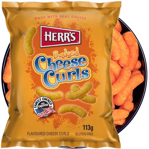 Amerykańskie Chrupki Kukurydziane Serowe Cheese Curls Baked 113g HERR'S
