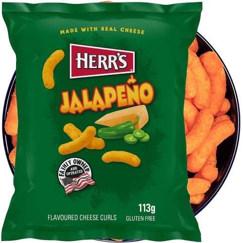 Amerykańskie Chrupki Kukurydziane Ser i Jalapeno Cheese Curls Baked 113g HERR'S
