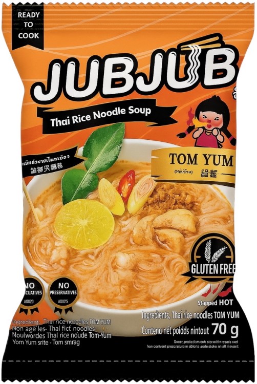 Tajska Zupka Błyskawiczna Makaron Ryżowy Instant Krewetki Tom Yum 70g JUB JUB