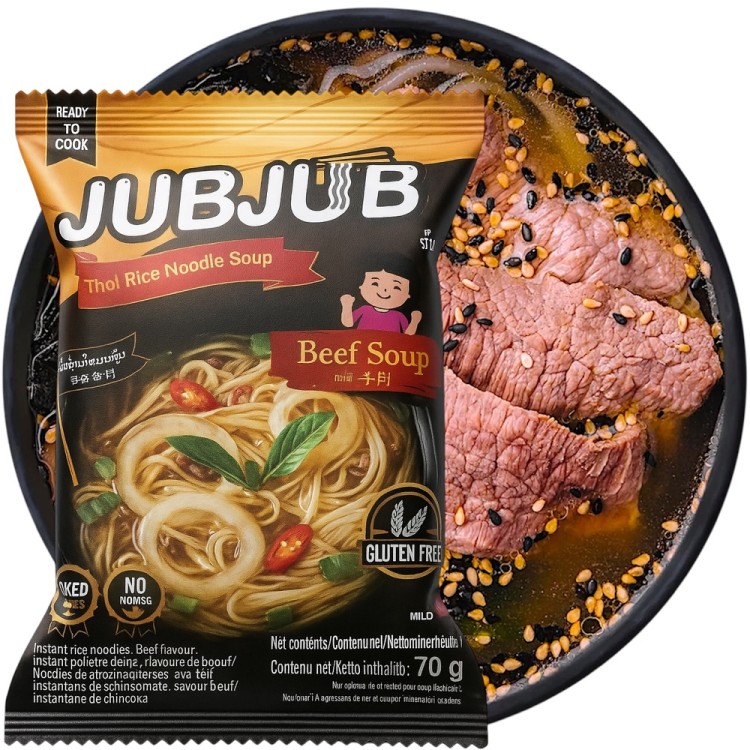 Tajska Zupka Błyskawiczna Makaron Ryżowy Instant Wołowina Beef 70g JUB JUB