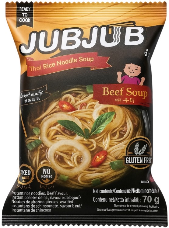 Tajska Zupka Błyskawiczna Makaron Ryżowy Instant Wołowina Beef 70g JUB JUB