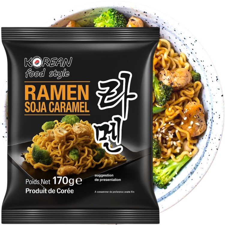 Koreański Gotowany Ramen Sojowy z Karmelem 170g KOREAN FOOD STYLE