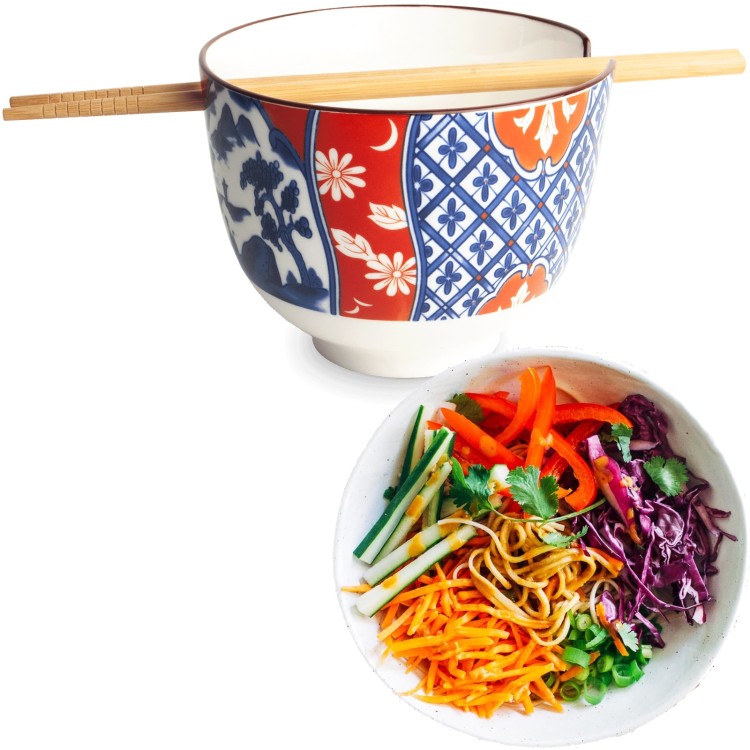 Miseczka z Pałeczkami Do Zupy Ramen i Makaronu Soba Biała BOTANICA EMRO AZIATICA