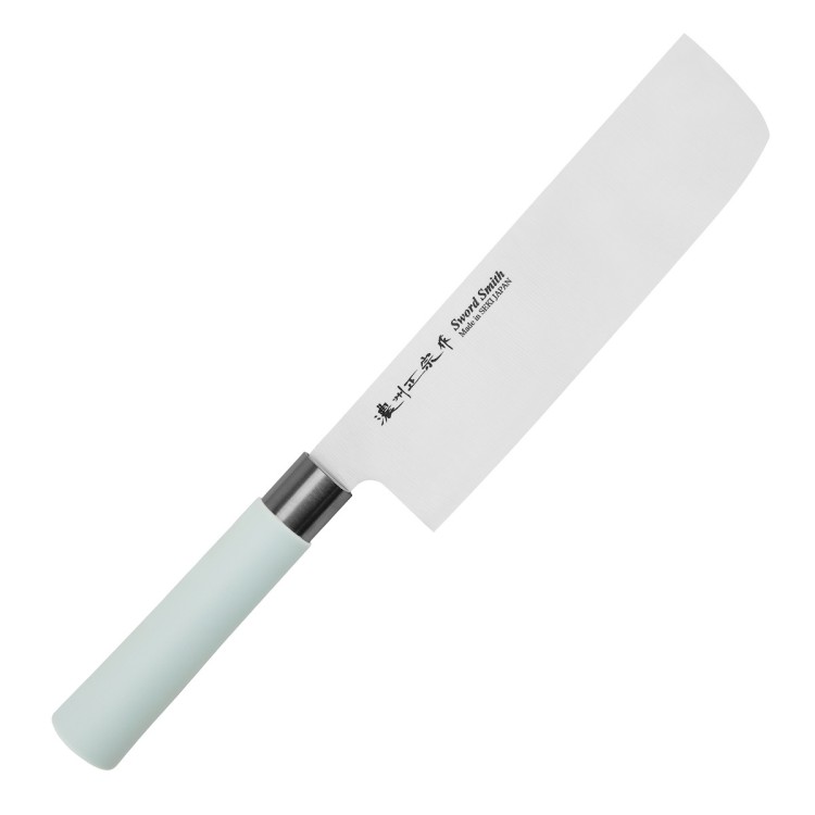 Satake Macaron Blue Japoński Ostry Nóż Kuchenny Nakiri Tasak Do Siekania 17cm