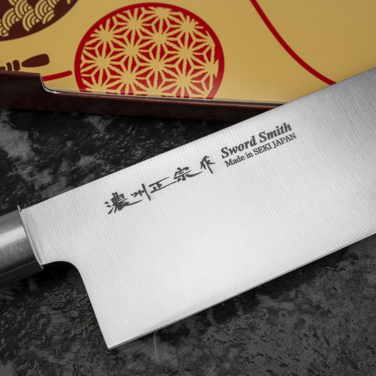 Satake Macaron Blue Japoński Ostry Nóż Kuchenny Nakiri Tasak Do Siekania 17cm