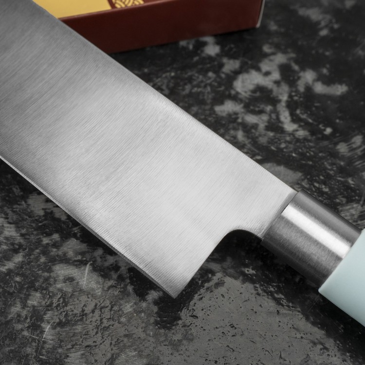 Satake Macaron Blue Japoński Ostry Nóż Kuchenny Nakiri Tasak Do Siekania 17cm