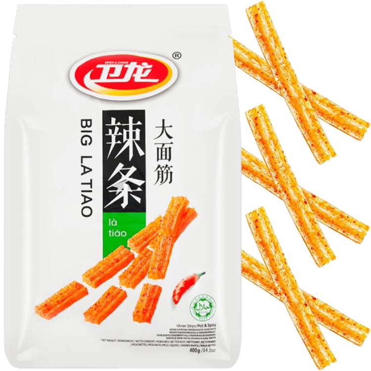 Chińska Pikantna Przekąska Snack Big La Tiao HOT & SPICY 400g WEI-LONG