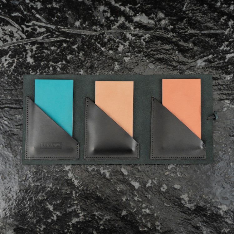 Naniwa Japoński Skórzany Pokrowiec Etui Ochrona Na 3 Kamienie Diamond S