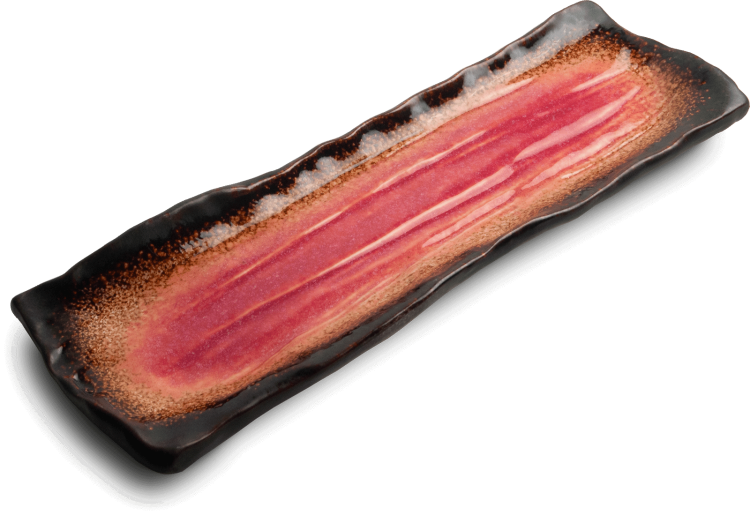 Ceramiczny Talerz Do Serwowania Sushi Yaketa Brązowo Czerwony Prostokątny 32cm x 11cm EMRO AZIATICA