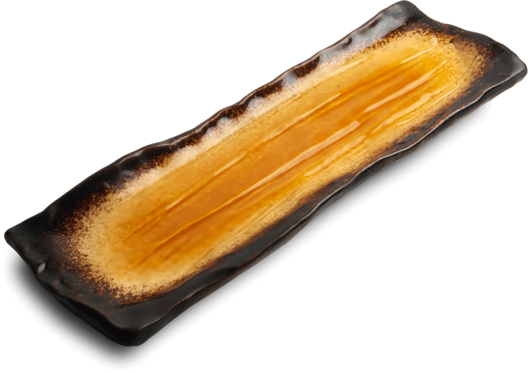 Ceramiczny Talerz Do Serwowania Sushi Yaketa Brązowo Pomarańczowy Prostokątny 32cm x 11cm EMRO AZIATICA
