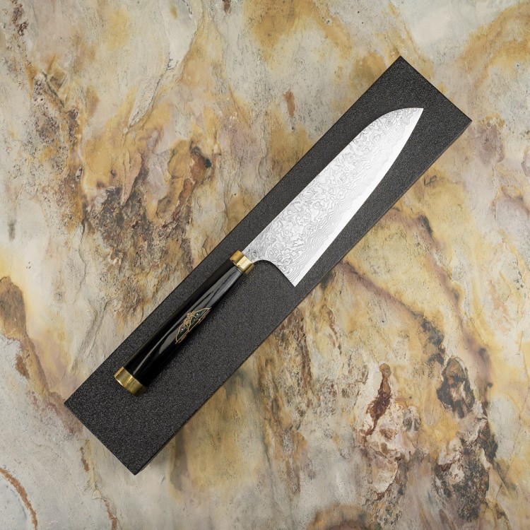 Takeshi Saji Art Fuji Unique Ręcznie Kuty R-2 Japoński Nóż Kuchenny Santoku 18cm + Saya