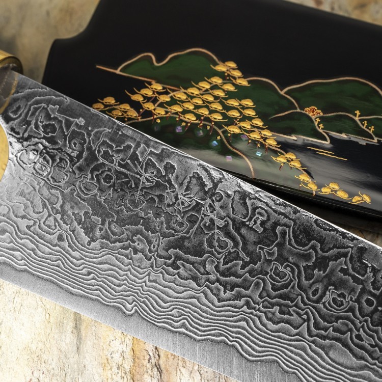 Takeshi Saji Art Fuji Unique Ręcznie Kuty R-2 Japoński Nóż Kuchenny Santoku 18cm + Saya